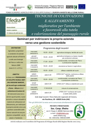 I seminari sulle tecniche di coltivazione ed allevamento per tutelare e migliorative l’ambiente ed il paesaggio